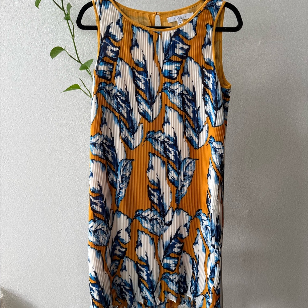 Fever Mustard Yellow Maxi Dress with Blue Floral Print